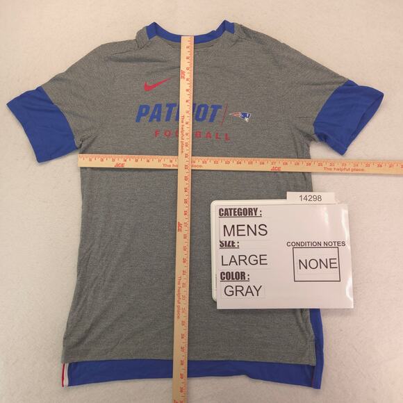Nike New England Patriots Graphic Short Sleeve Football Shirt Mens Size L Gray - Picture 5 of 8